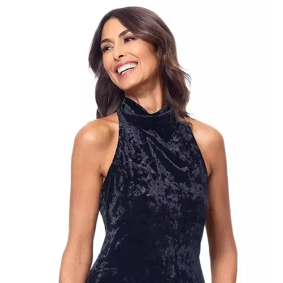 Betsy & Adam Velvet Formal Evening Gown Womens Size 6 Black Wedding Party Dress - Picture 4 of 10